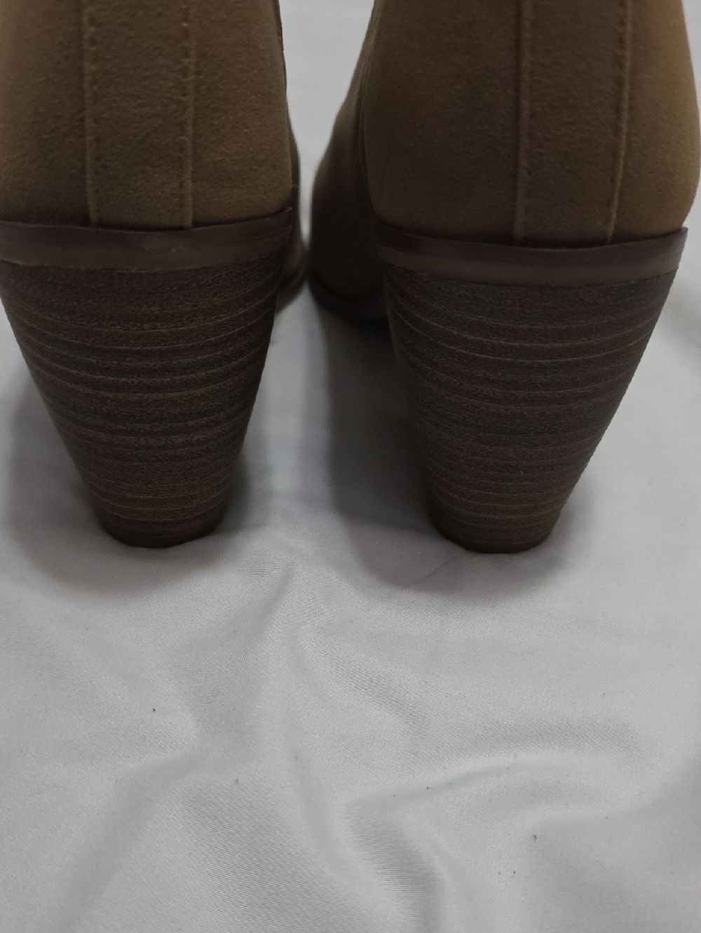 Women's Suede Ankle Booties in Tan - Stylish Block Heel - Picture 7 of 11